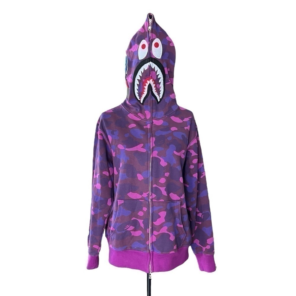 BAPE Shark Hoodie Purple Camo Full Zip WGM XL Bathing Ape NWT Deadstock Japan